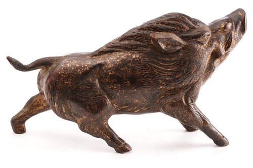 Lot 133 - A Chinese bronze figure of a boar, standing on...