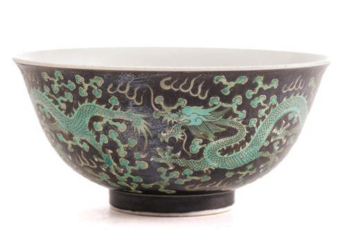 Lot 158 - A Chinese porcelain dragon bowl, painted with...
