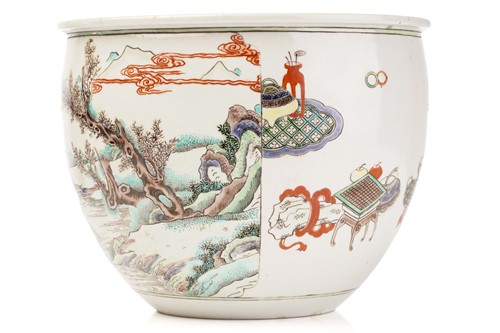 Lot 176 - A Chinese porcelain famille rose jardiniere,...