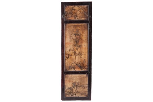 Lot 150 - A Chinese soapstone triptych, late Qing, the...
