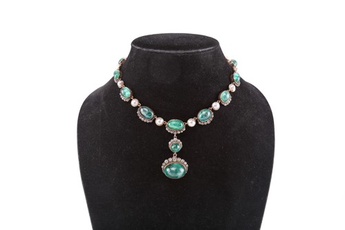 Lot 301 - A 19th-century emerald, old-cut diamond and...