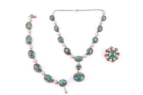 Lot 301 - A 19th-century emerald, old-cut diamond and...