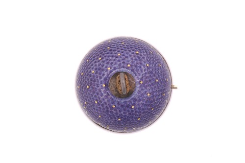 Lot 145 - A Watch Ball Pendant, with purple guilloche...