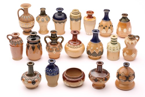 Lot 42 - Ninteen Doulton stoneware miniature vases and...