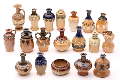 Lot 42 - Ninteen Doulton stoneware miniature vases and...