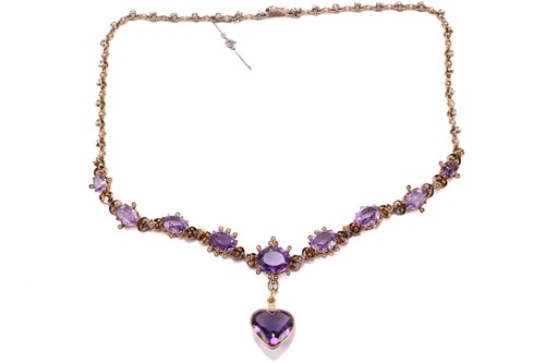Lot 275 - A Victorian amethyst and seed pearl necklace,...