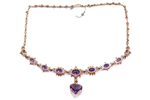 Lot 275 - A Victorian amethyst and seed pearl necklace,...