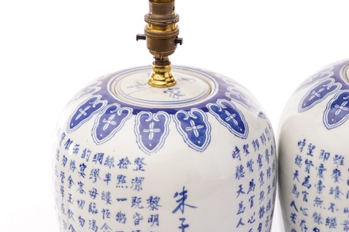 Lot 210 - A pair of Chinese blue and white porcelain...