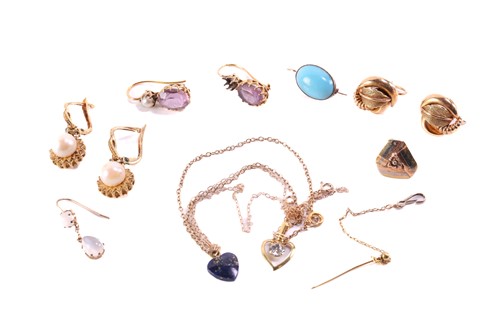 Lot 204 - A collection of a necklace, anklet, earrings...
