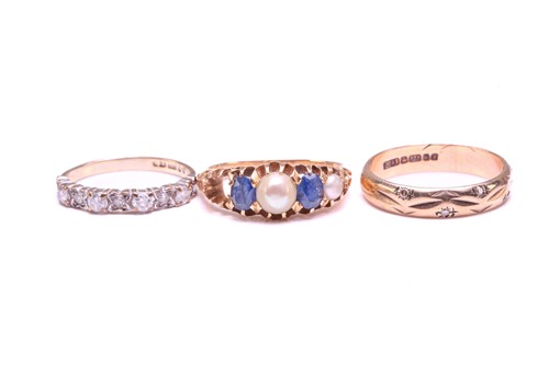 Lot 122 - Three gem-set rings; including a diamond...