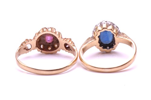 Lot 164 - Two gem-set rings in 18ct gold; a sapphire and...