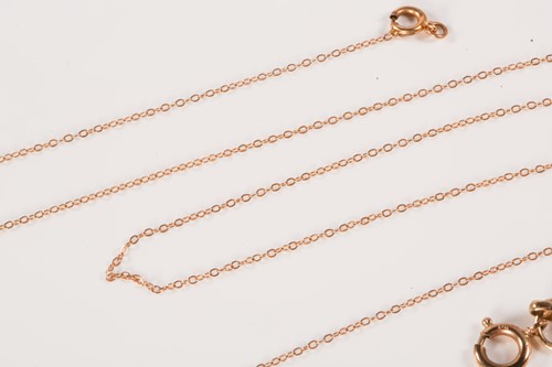 Lot 267 - A 9ct gold chain and two others; a long...
