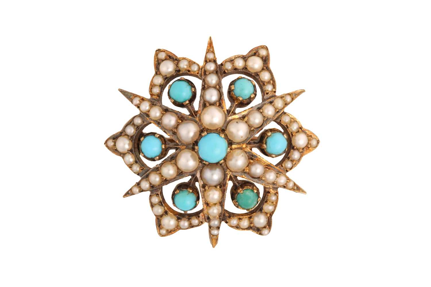 Lot 154 - A late Victorian starburst brooch set with...