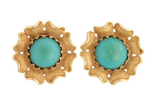 Lot 88 - A pair of flowerhead earrings set with...