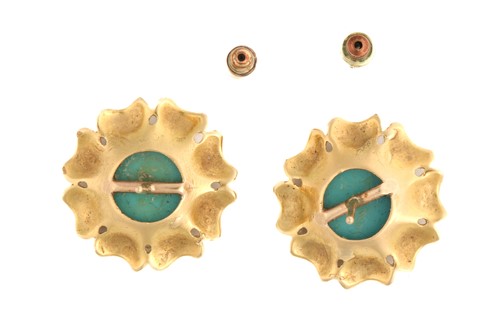 Lot 88 - A pair of flowerhead earrings set with...