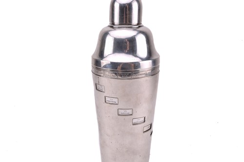 Lot 499 - Asprey. A silver plated 'recipe' cocktail...