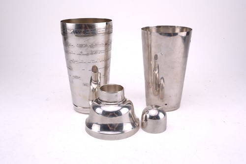 Lot 499 - Asprey. A silver plated 'recipe' cocktail...