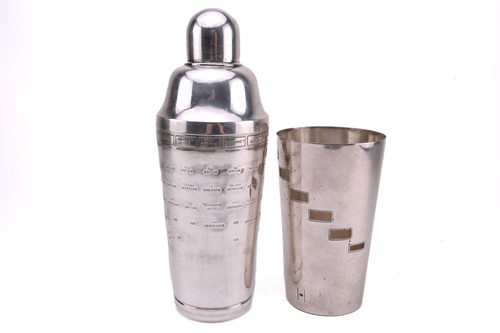 Lot 499 - Asprey. A silver plated 'recipe' cocktail...