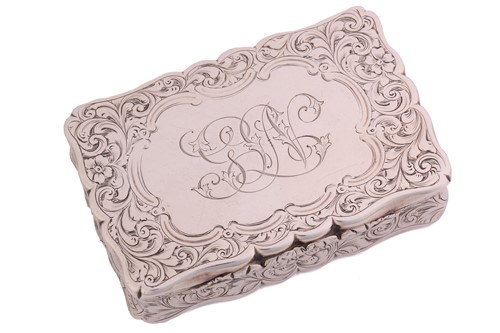 Lot 331 - A Victorian silver snuff box of shaped...