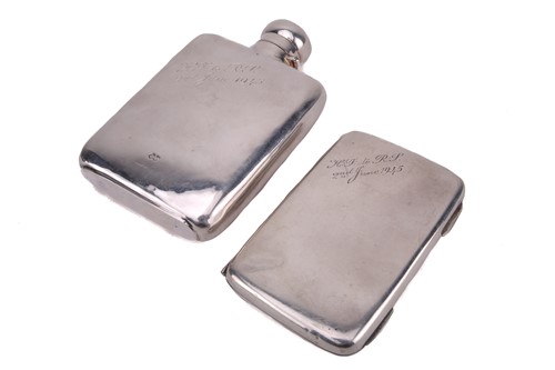 Lot 433 - A Victorian silver hip flask, the hinged cover...