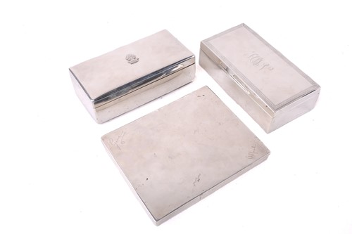 Lot 424 - Two silver cigarette boxes both of rectangular...