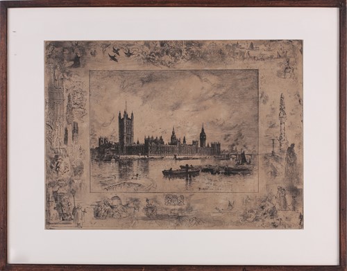 Lot 163 - Felix Buhot (1847 – 1898), Westminster Palace,...