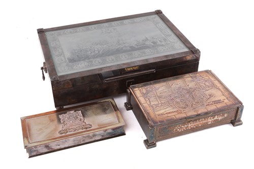 Lot 500 - Three silver plated cigar boxes comprising a...