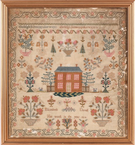 Lot 356 - A George III woolwork sampler, with the...