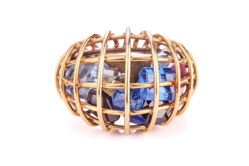 Lot 197 - A 'caged' cocktail ring filled with...
