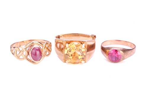 Lot 258 - Two gem-set rings in 9ct yellow gold and...