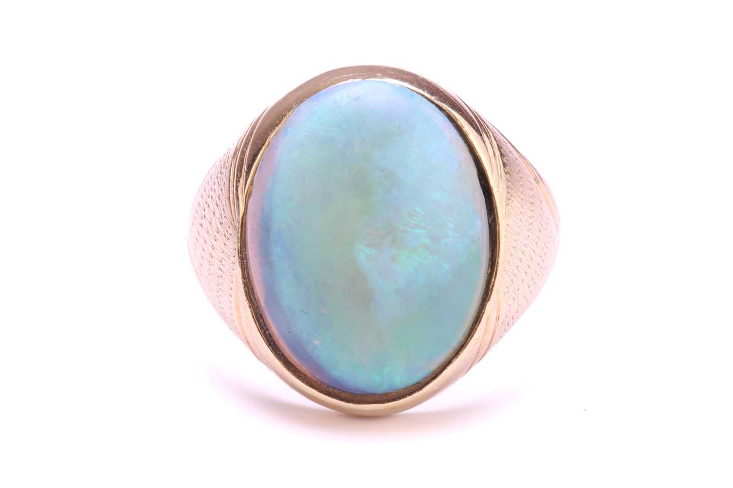 Lot 247 - A signet ring set with precious opal, where...