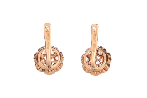 Lot 201 - A pair of diamond cluster earrings, each...