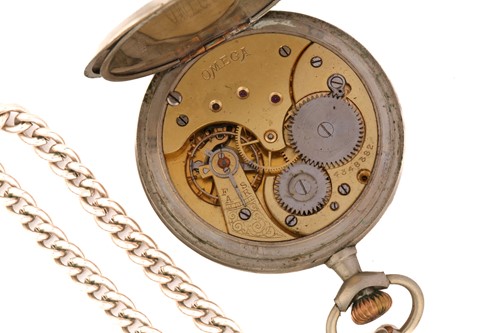 Lot 416 - An Open faced Omega pocket watch engraved...