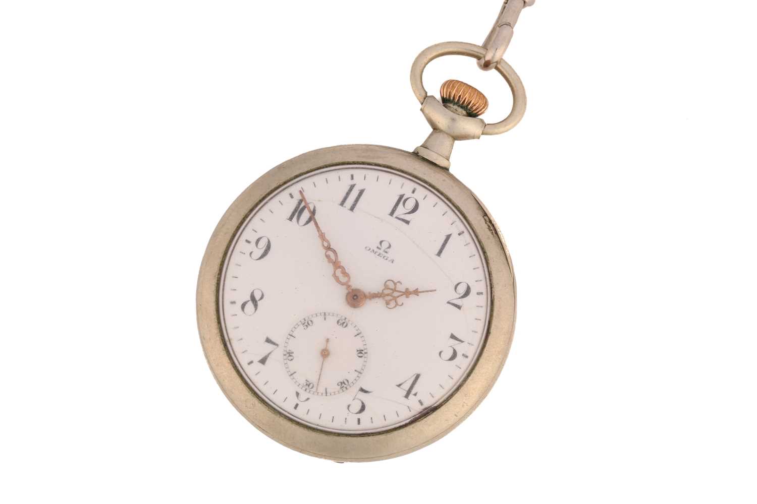 Lot 416 - An Open faced Omega pocket watch engraved...