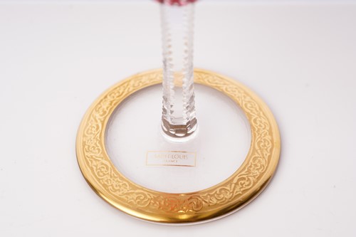 Lot 460 - A set of six Saint-Louis red crystal glass...