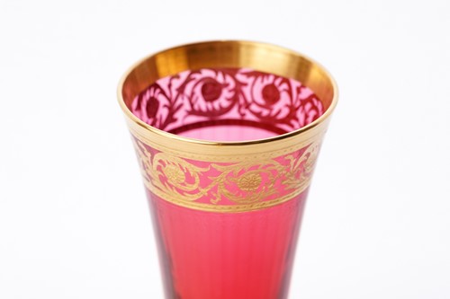 Lot 460 - A set of six Saint-Louis red crystal glass...