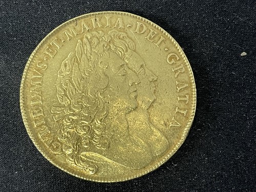 Lot 372 - William & Mary, five guineas, 1692, conjoined...