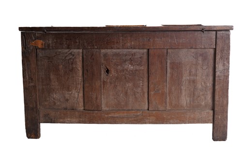 Lot 272 - An 18th century oak triple panelled coffer,...