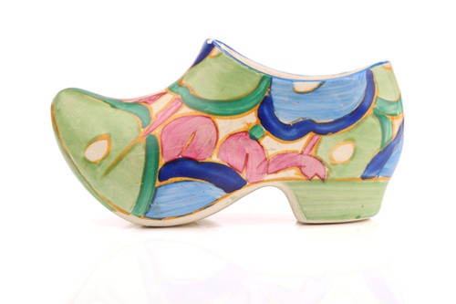 Lot 444 - A Clarice Cliff Fantasque design clog in a...