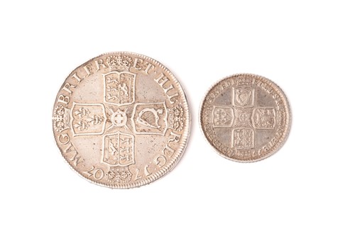 Lot 390 - Queen Anne, crown 1707, second dr bust l, Rev:...