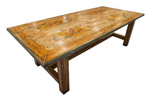 Lot 278 - A large folk art painted refectory table, 20th...