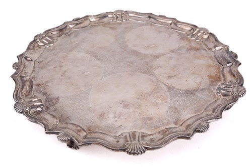 Lot 426 - A George II circular silver salver, London...