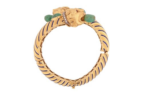 Lot 315 - A Byzantine-style gem-set bangle, features two...