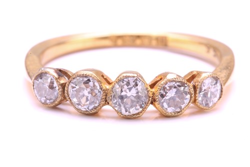 Lot 74 - An old-cut diamond 5-stone ring, set with five...