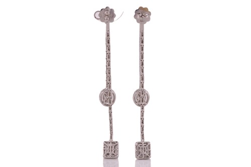 Lot 144 - A pair of 18 carat white gold and diamond...