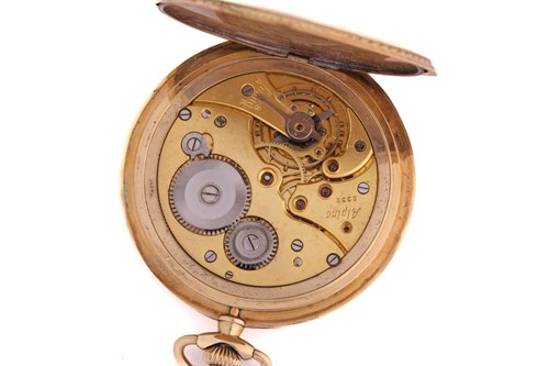 Lot 420 - An Art Deco Alpina hunting cased pocket watch;...