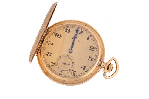 Lot 420 - An Art Deco Alpina hunting cased pocket watch;...