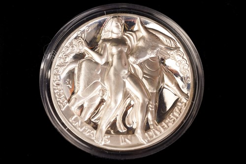 Lot 367 - A cased set of six sterling silver medallions,...