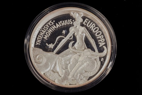 Lot 367 - A cased set of six sterling silver medallions,...