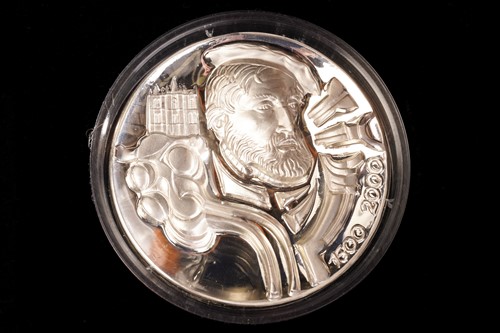 Lot 367 - A cased set of six sterling silver medallions,...